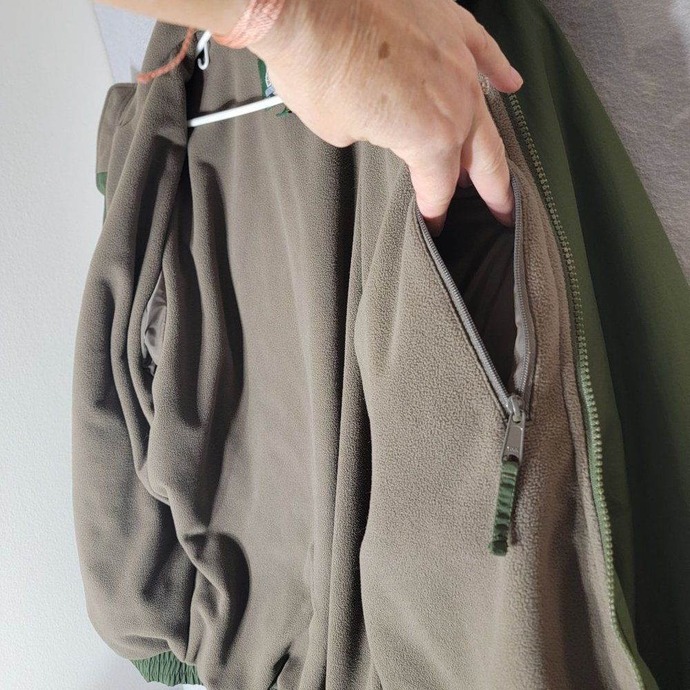Cabelas Nylon Coat Jacket Mens‎ LT Fleece Lined Full Zip Pockets Mock Neck Green - Picture 10 of 15